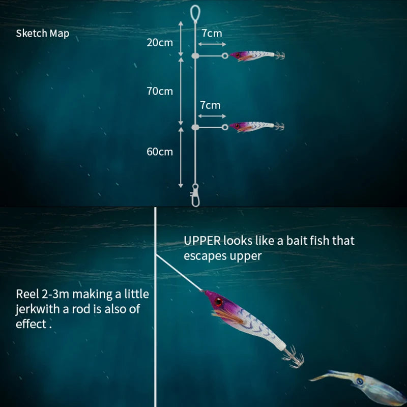 Luminous Colorful Floating Fishing Bait Squid Jig