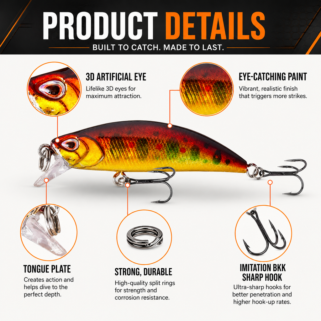 5 Piece-Sinking Minnow Lure Set